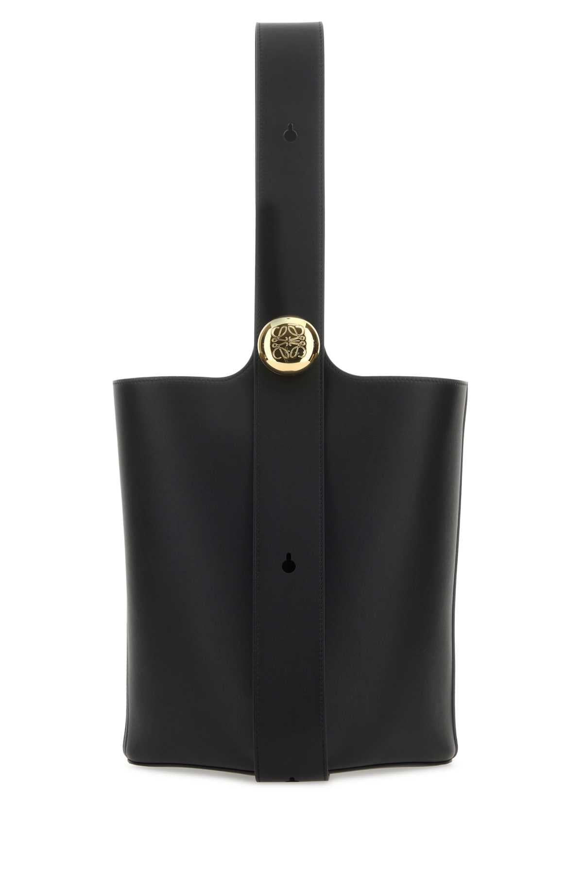 Loewe Women Black Leather Medium Pebble Bucket Bag