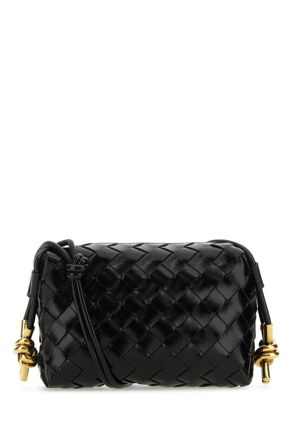 Bottega Veneta Women Black Leather Mini Loop Crossbody Bag