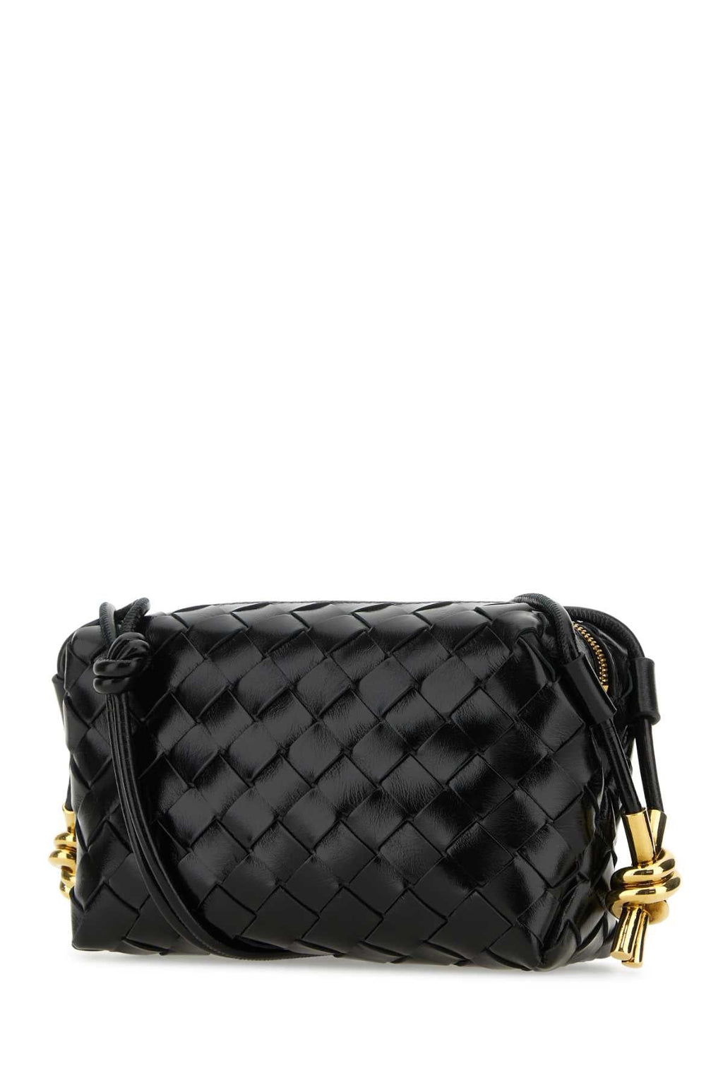 Bottega Veneta Women Black Leather Mini Loop Crossbody Bag