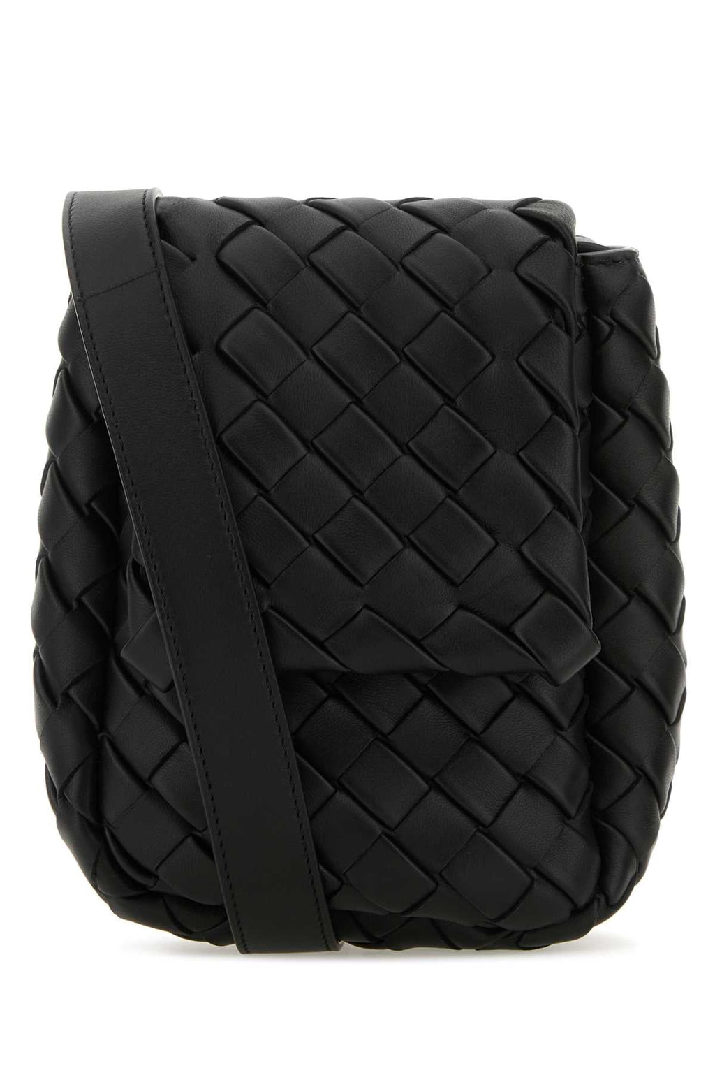 Bottega Veneta Men Black Leather Crossbody Bag
