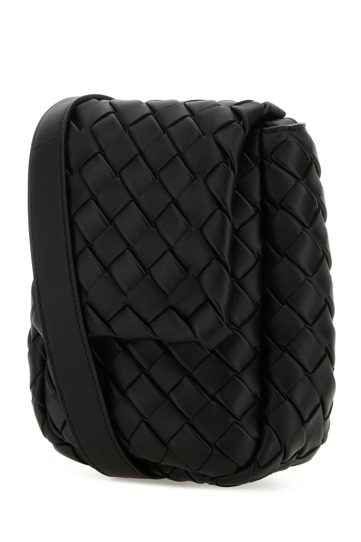 Bottega Veneta Men Black Leather Crossbody Bag