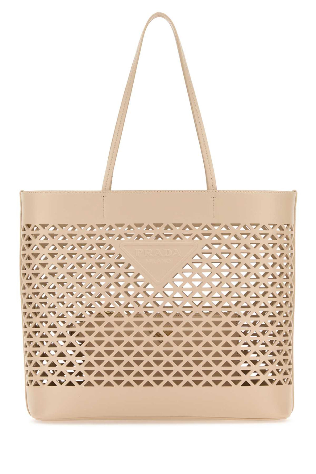 Prada Women Sand Leather Shopping Bag