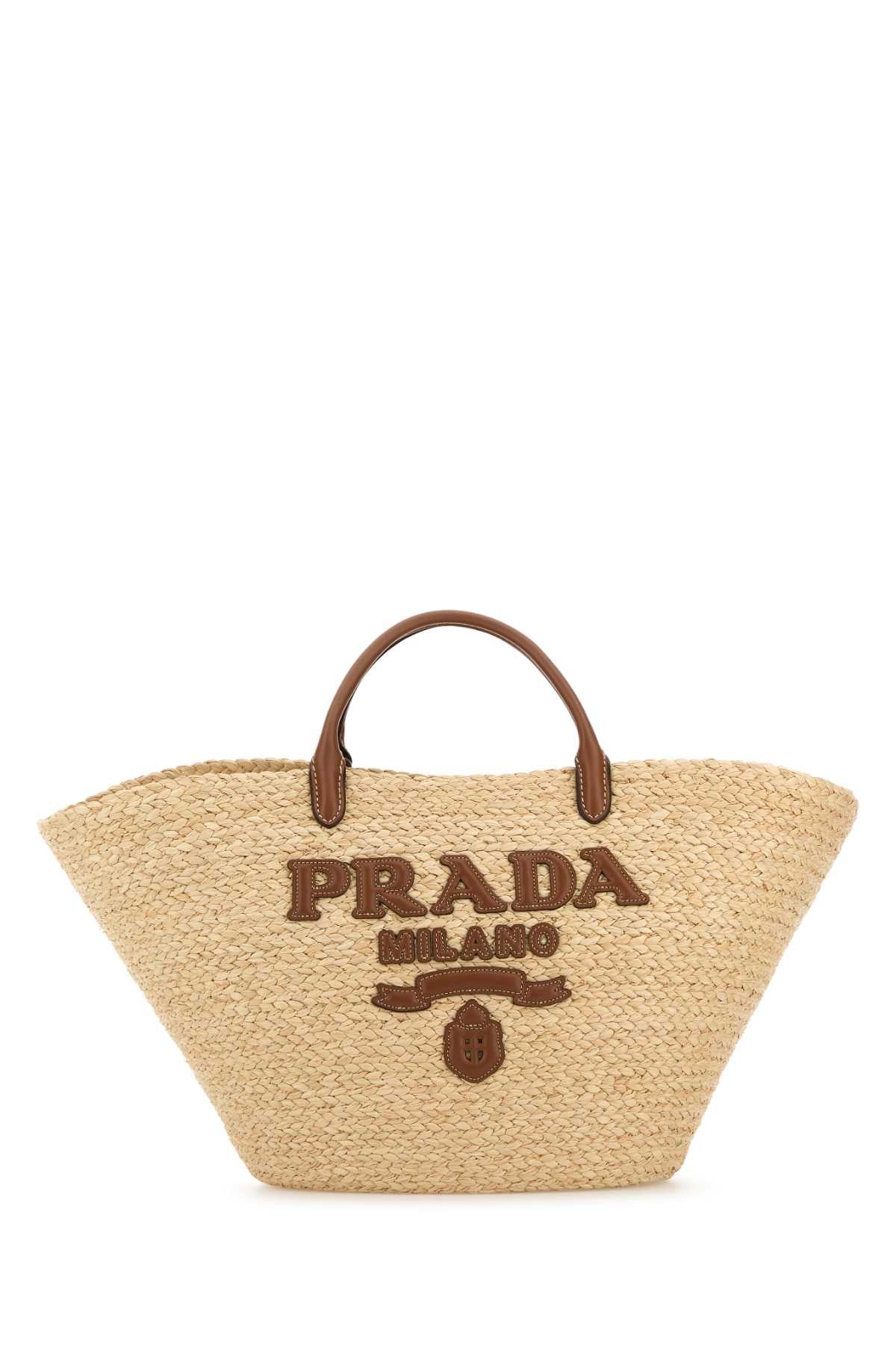 Prada Women Raffia Large Shopping Bag