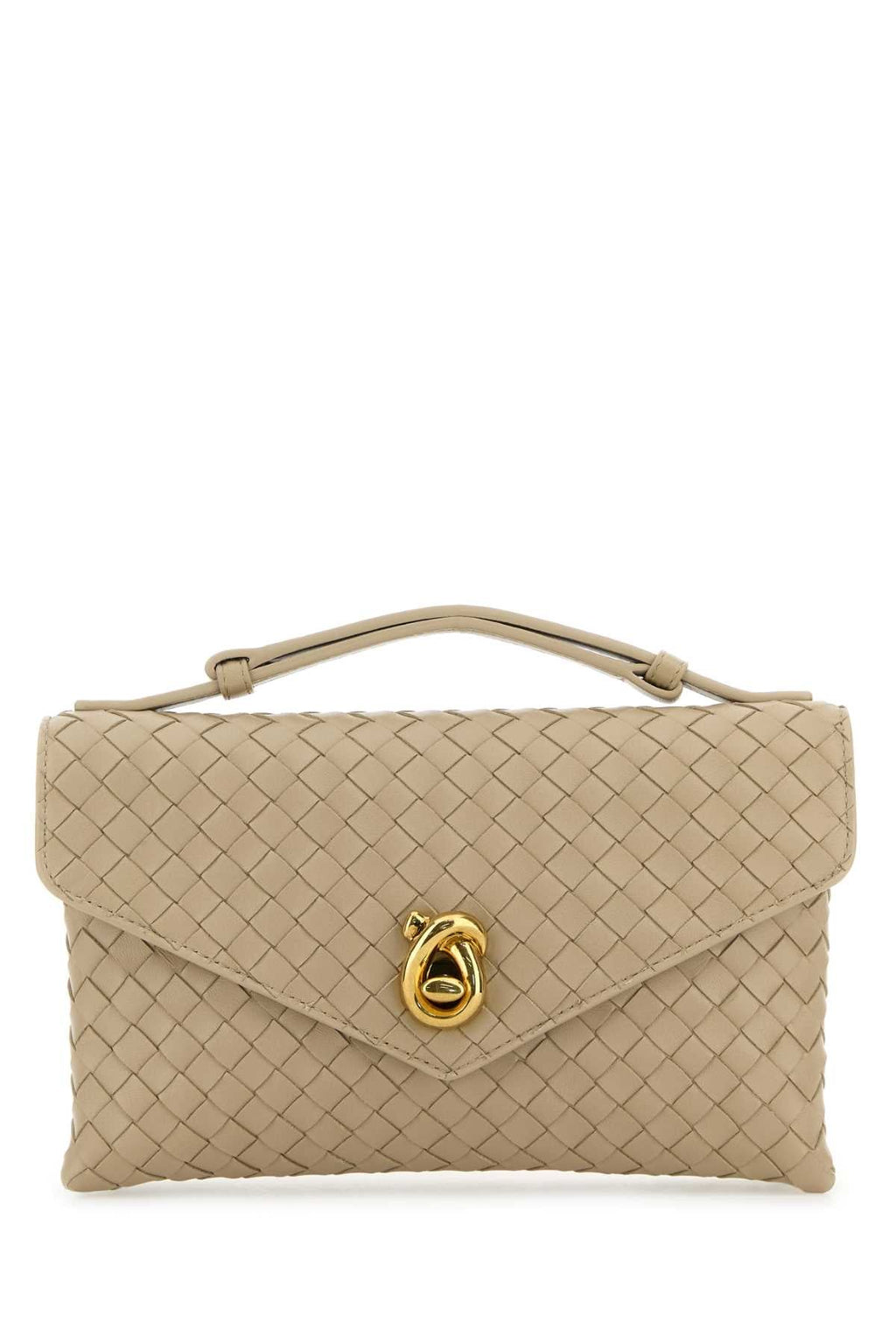 Bottega Veneta Women Beige Leather Knot Lock Handbag