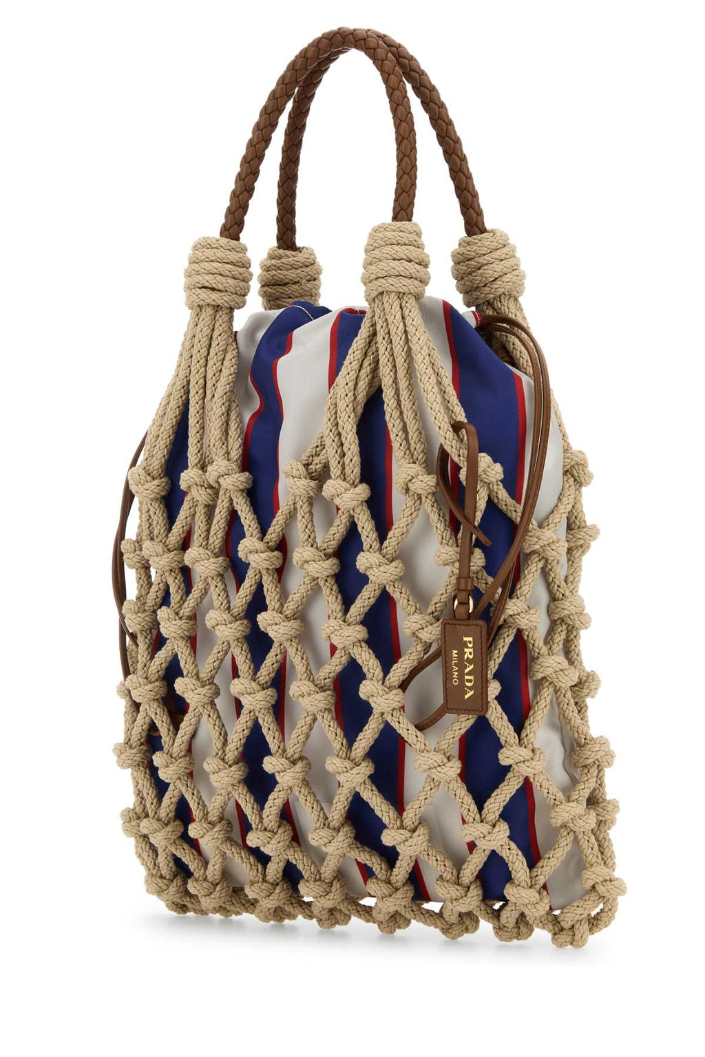Prada Women Beige Mesh Handbag