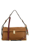 Prada Women Camel Leather Large Prada Soft Sound Shoulder Bag