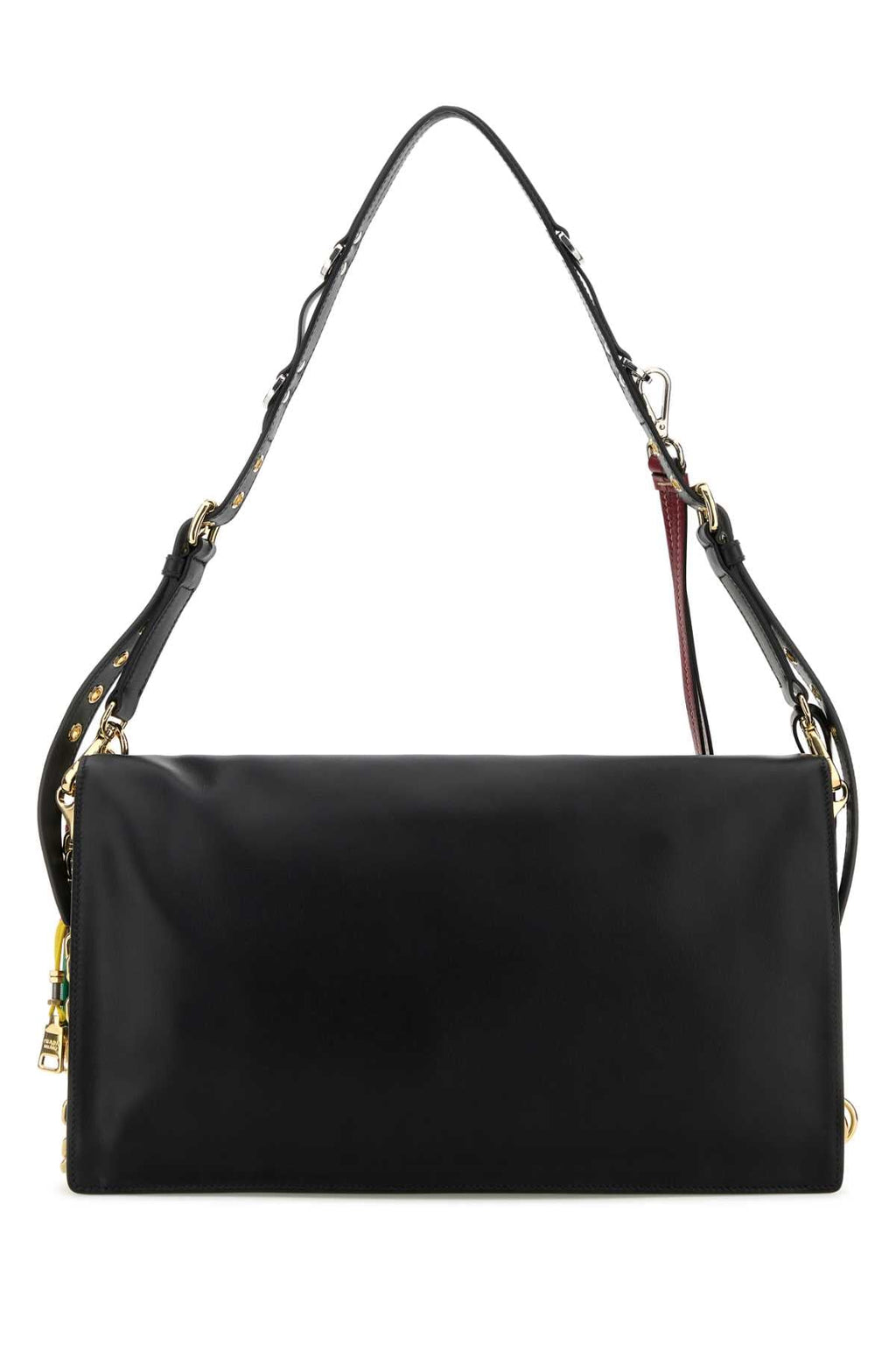 Prada Women Black Leather Large Prada Soft Sound Shoulder Bag