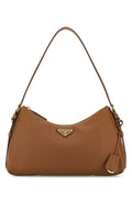 Prada Women Camel Leather Medium Aimee Shoulder Bag