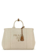 Prada Men Sand Canvas Extra Large Prada Jardiniã¨Re Shopping Bag