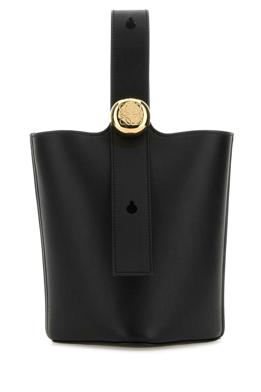 Loewe Women Black Leather Mini Pebble Bucket Bag