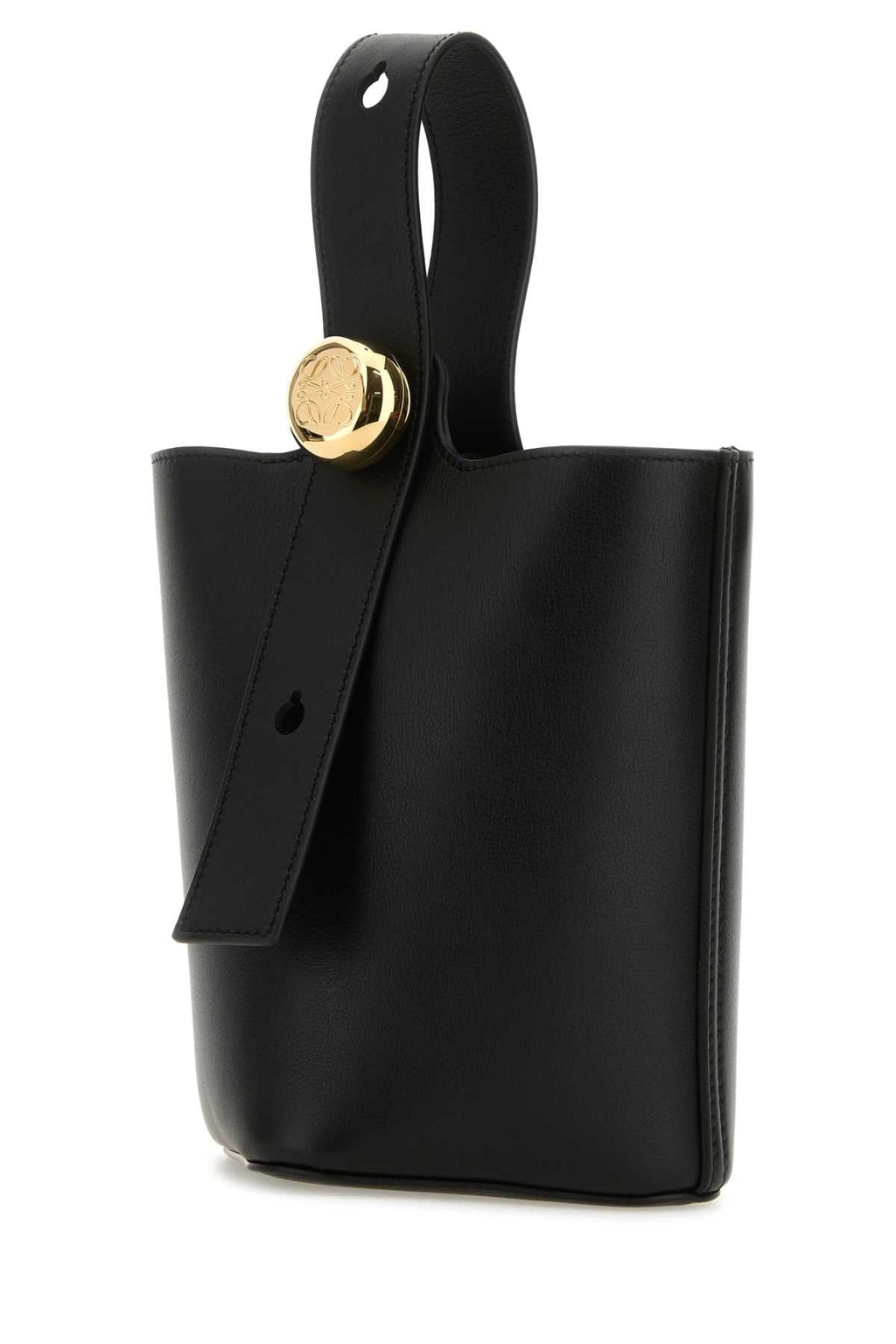 Loewe Women Black Leather Mini Pebble Bucket Bag