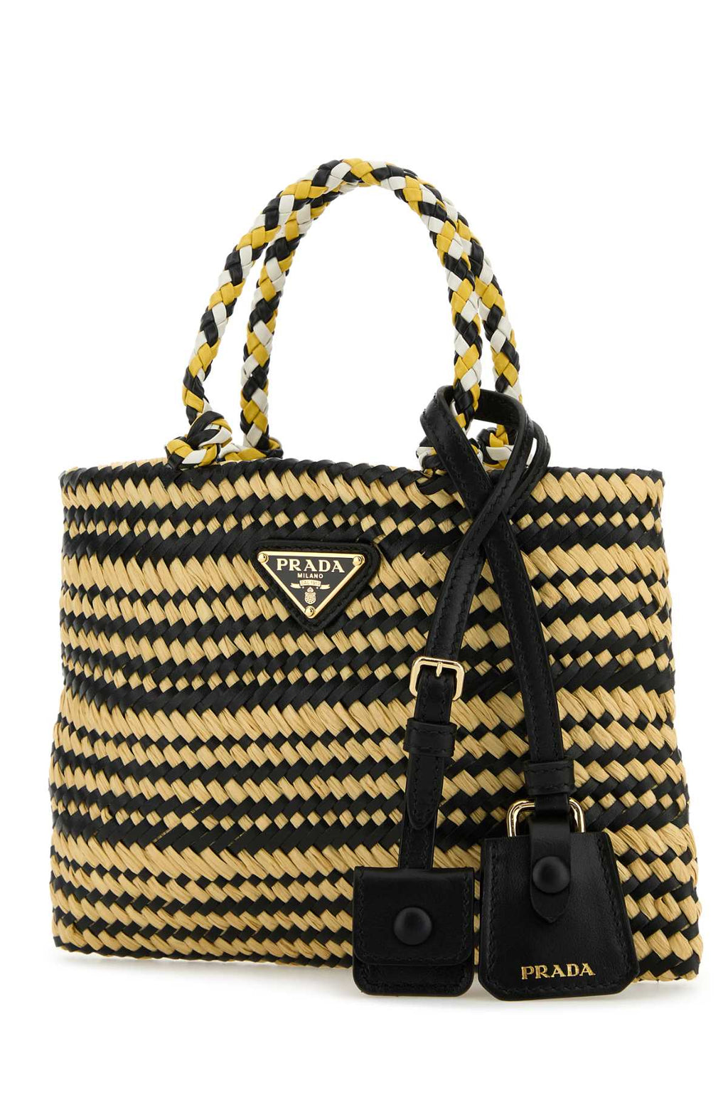 Prada Women Two-Tone Raffia Handbag
