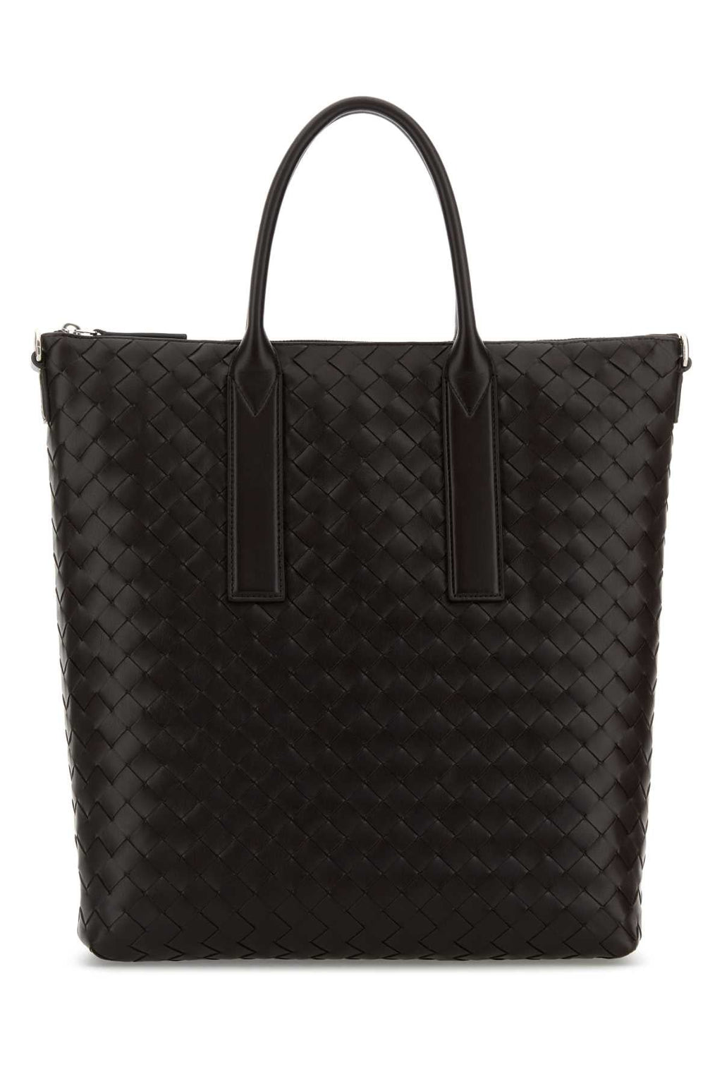 Bottega Veneta Men Dark Brown Leather North-South Shopping Bag