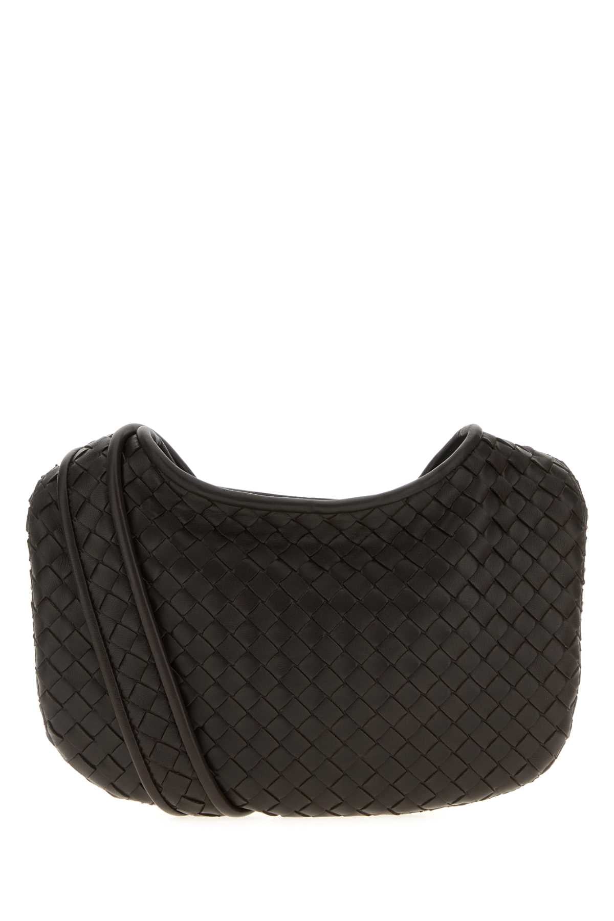 Bottega Veneta Men Dark Brown Leather Small Veneto Crossbody Bag