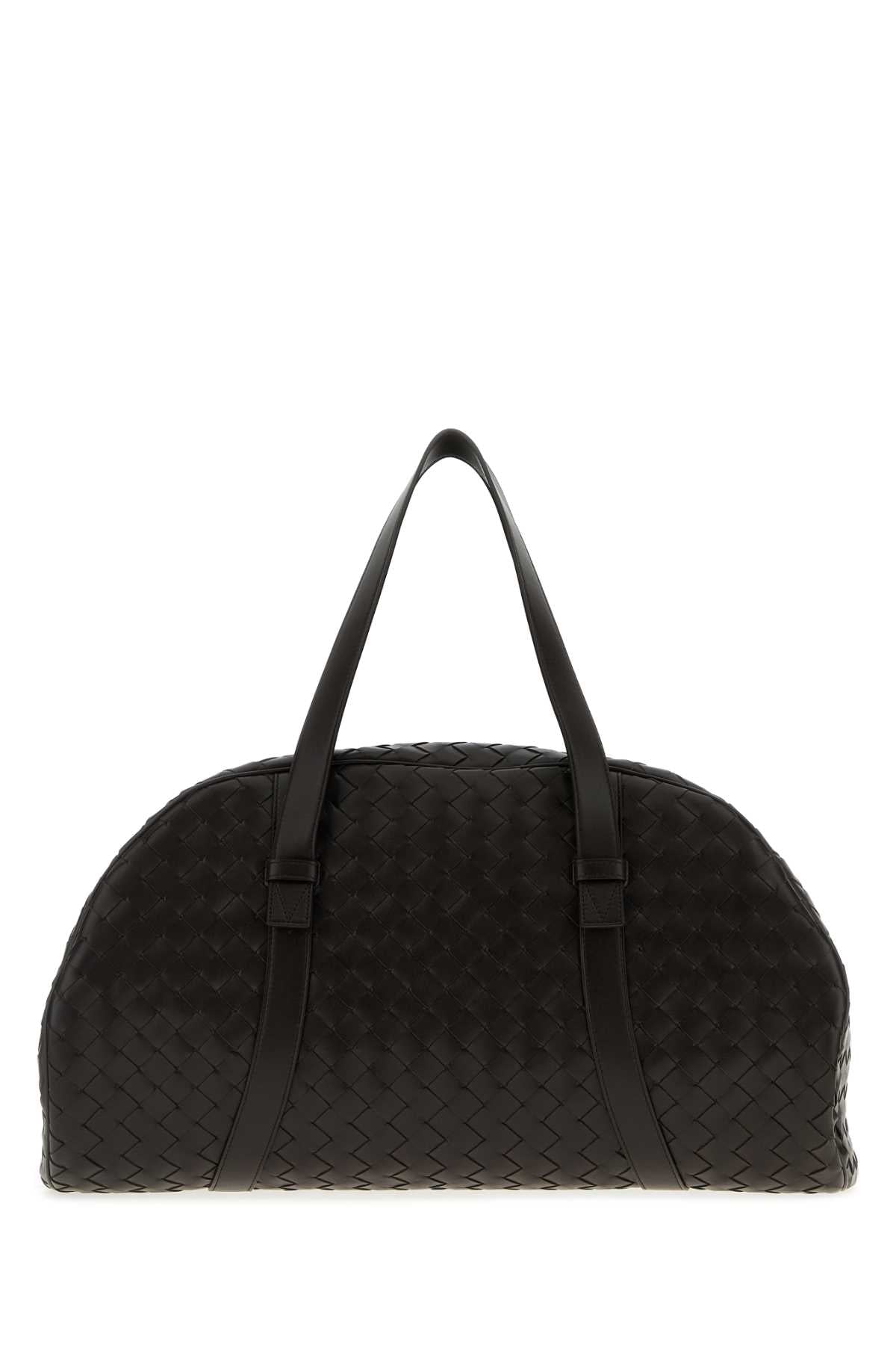 Bottega Veneta Men Dark Brown Leather Travel Bag