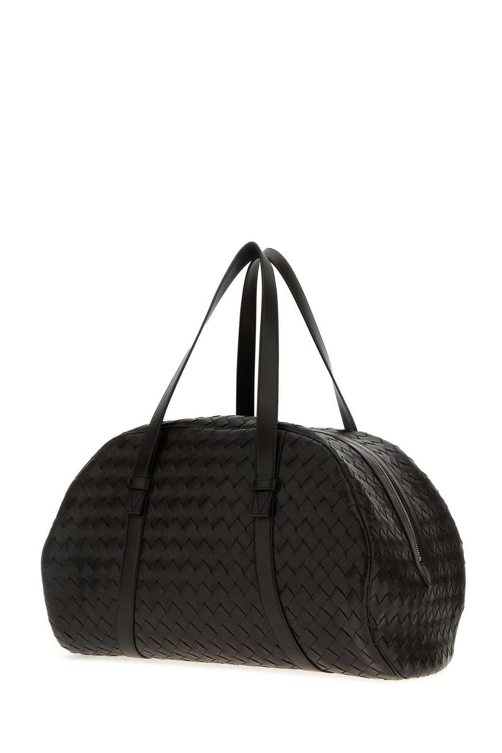 Bottega Veneta Men Dark Brown Leather Travel Bag