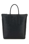 Bottega Veneta Men Graphite Leather North-South Shopping Bag