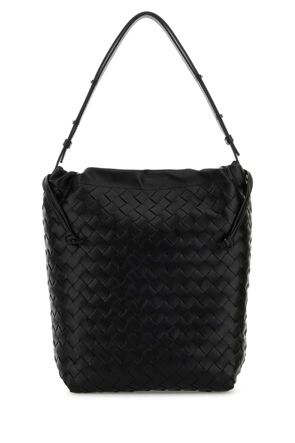 Bottega Veneta Men Black Leather Shopping Bag