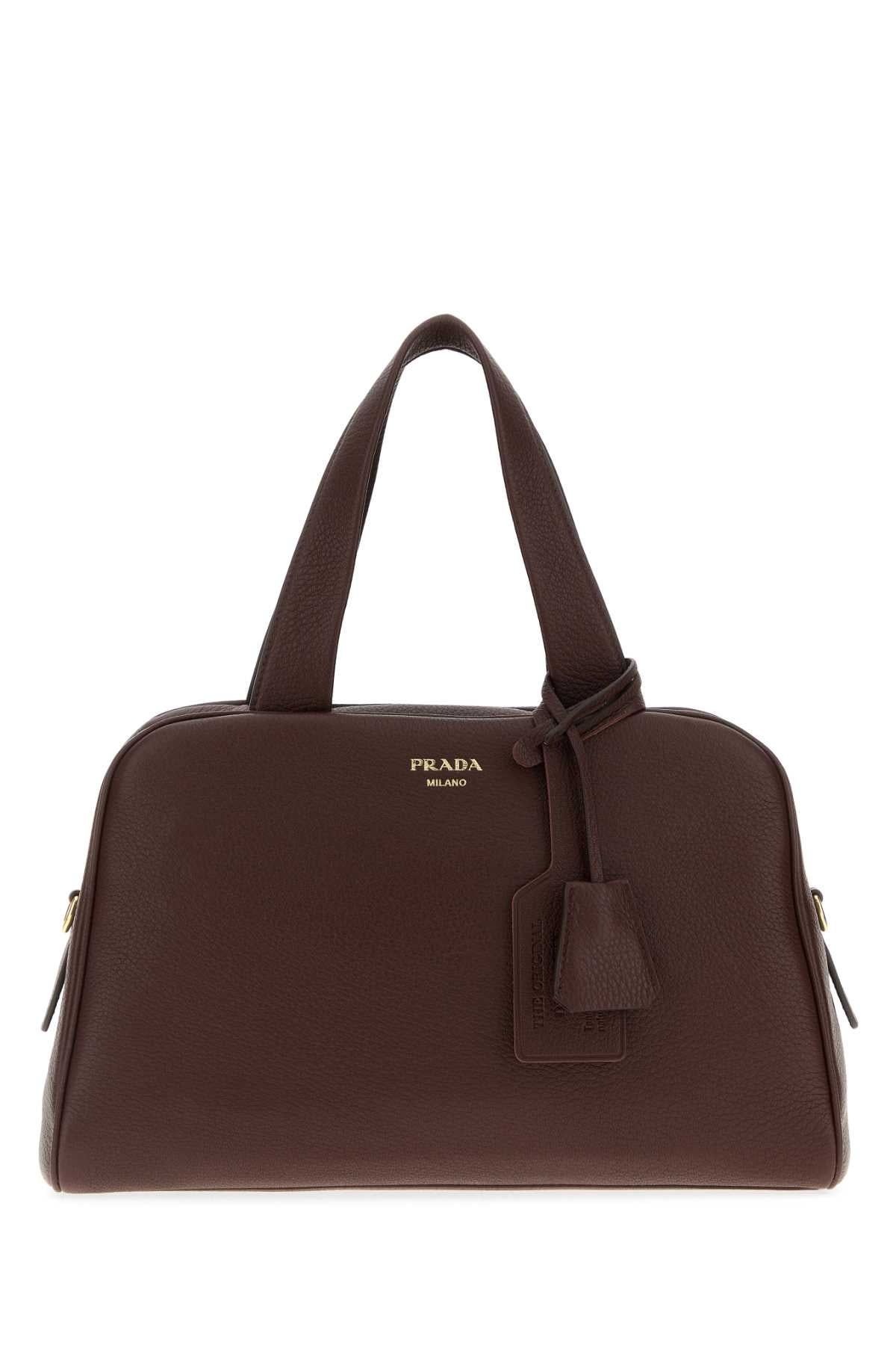 Prada Women Brown Leather Handbag