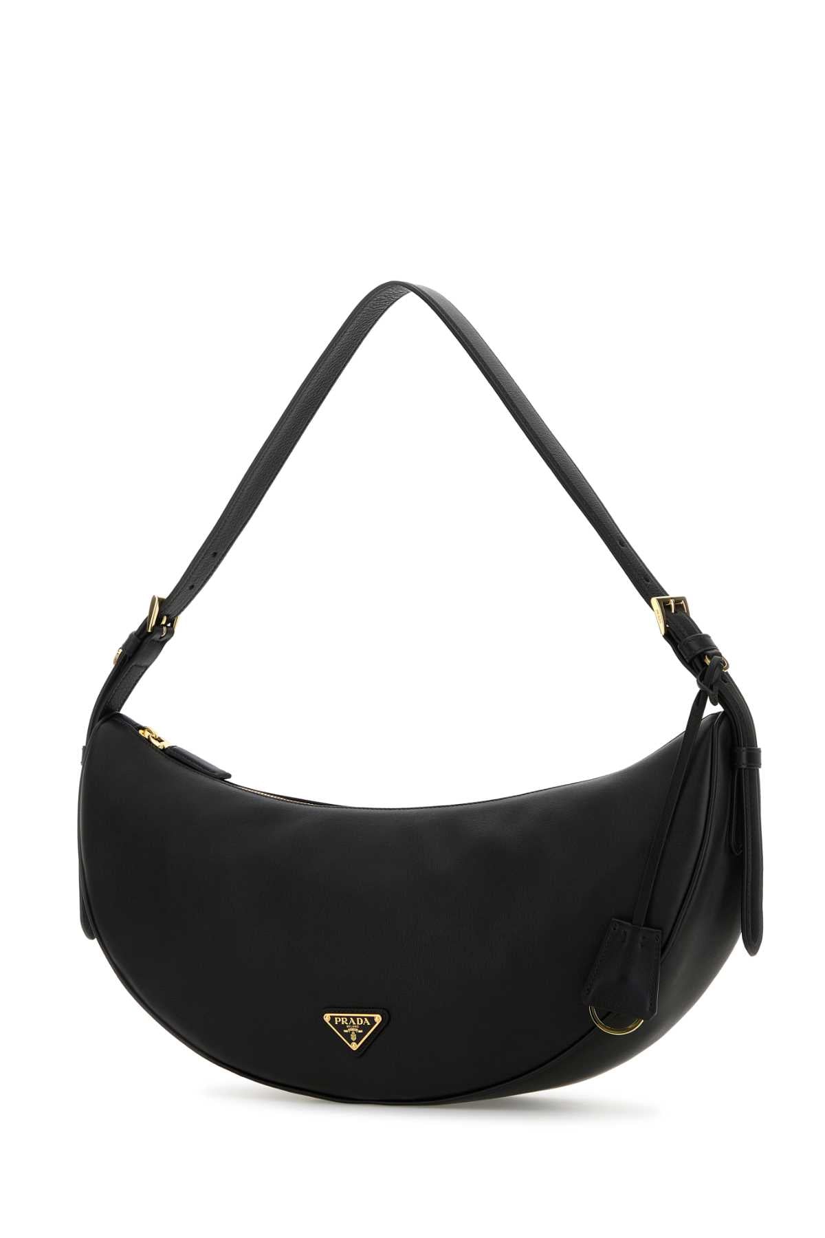Prada Women Black Leather Large Prada Demi-Lune Crossbody Bag