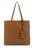 Prada Women Camel Leather Shopping Bag