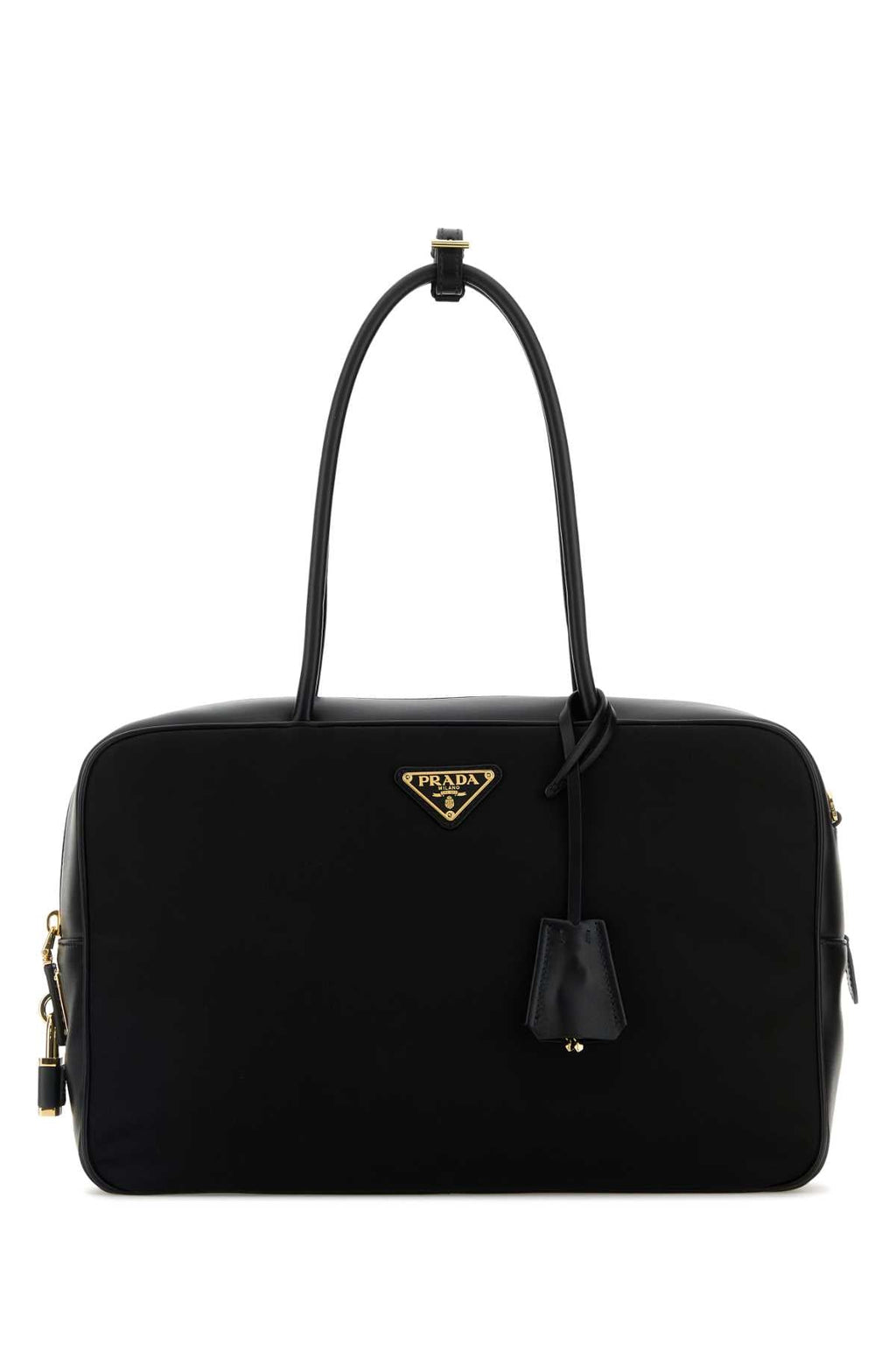 Prada Women Black Leather And Re-Nylon Handbag