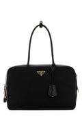 Prada Women Black Leather And Re-Nylon Handbag