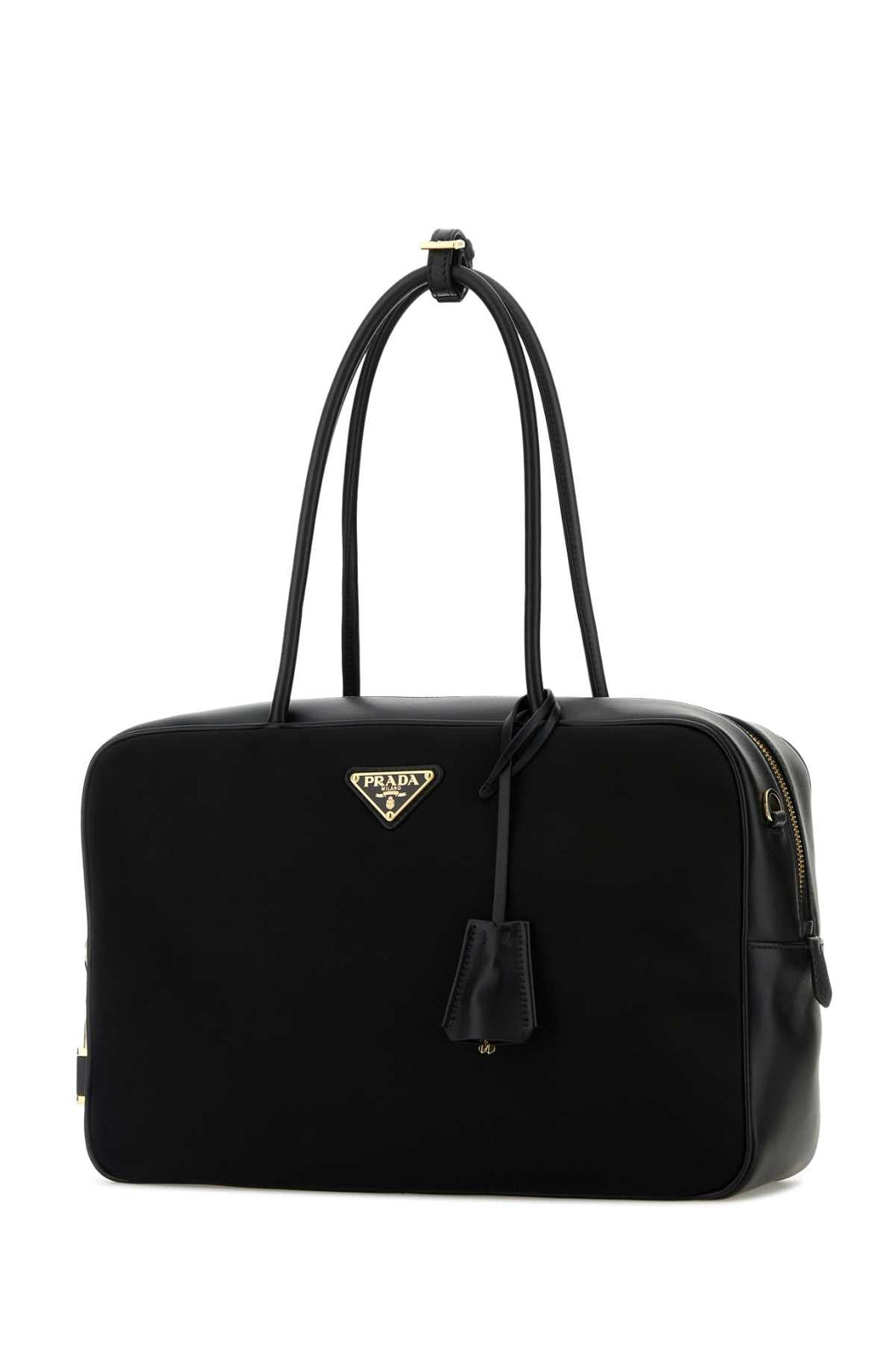 Prada Women Black Leather And Re-Nylon Handbag