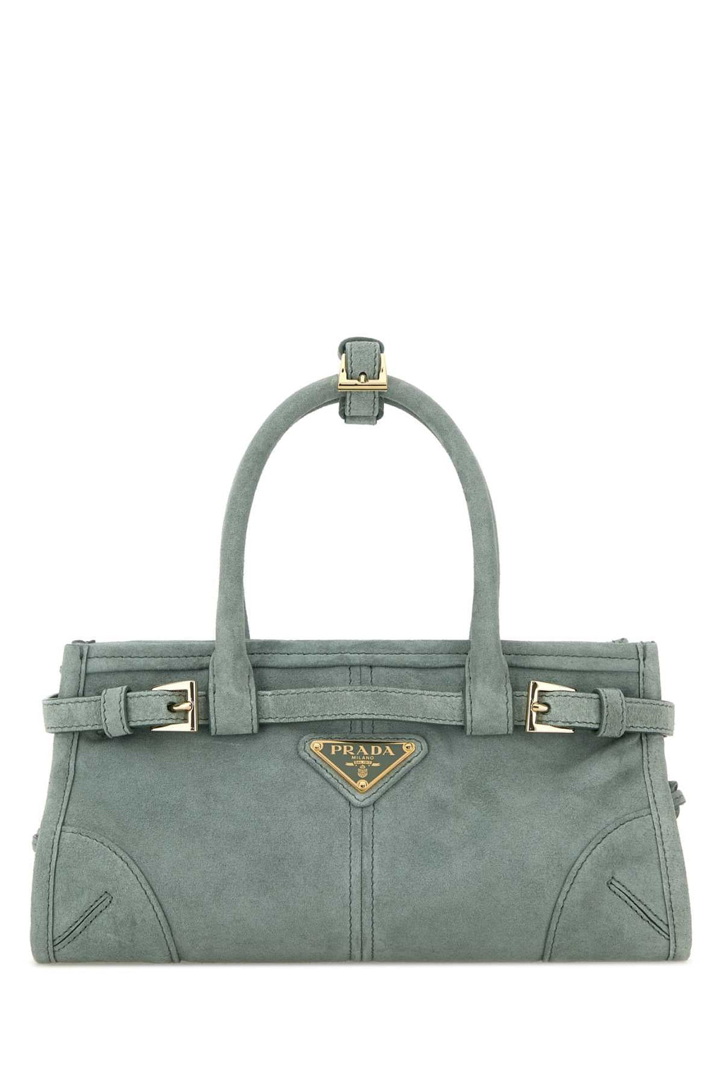 Prada Women Sea Green Suede Mini Prada Bonnie Handbag