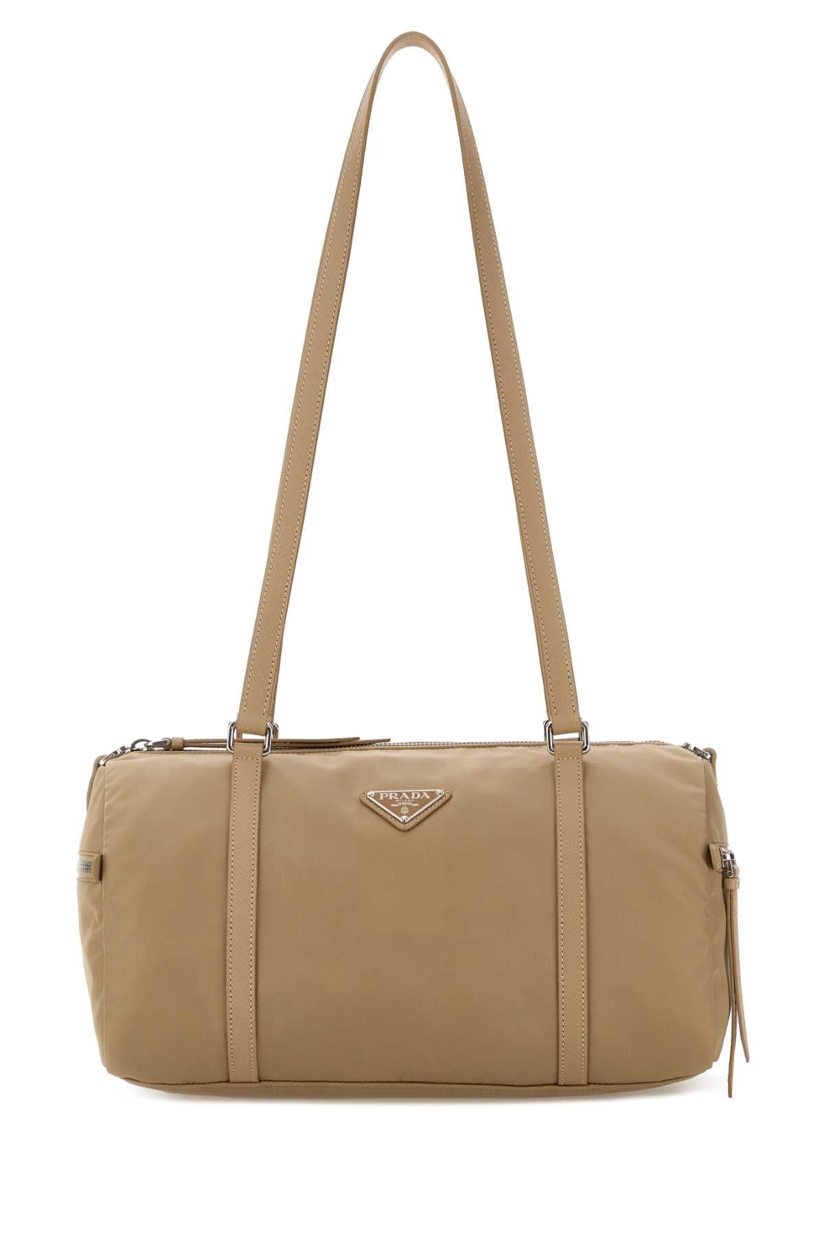 Prada Women Beige Re-Nylon Large Shoulder Bag