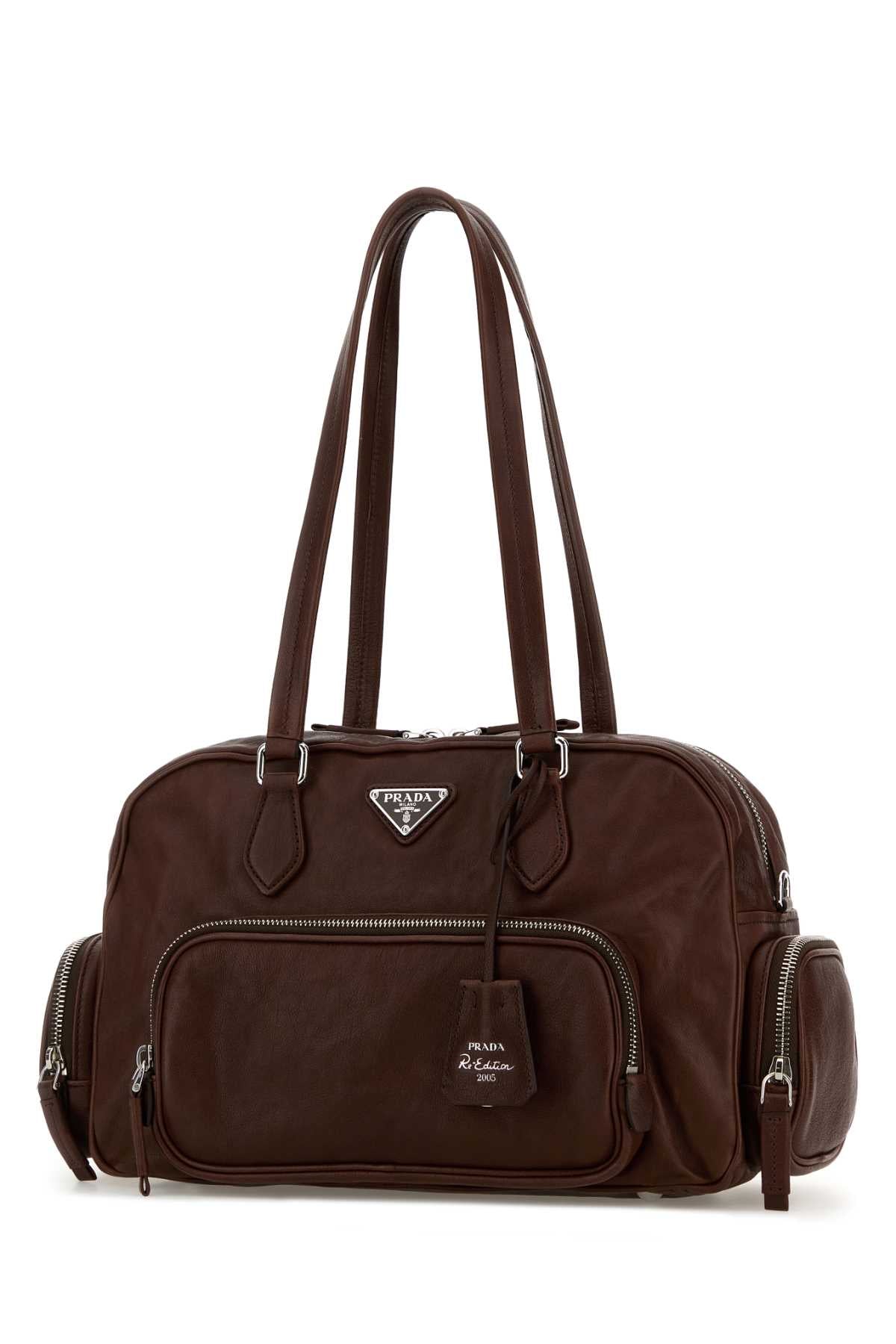 Prada Women Chocolate Leather Shoulder Bag