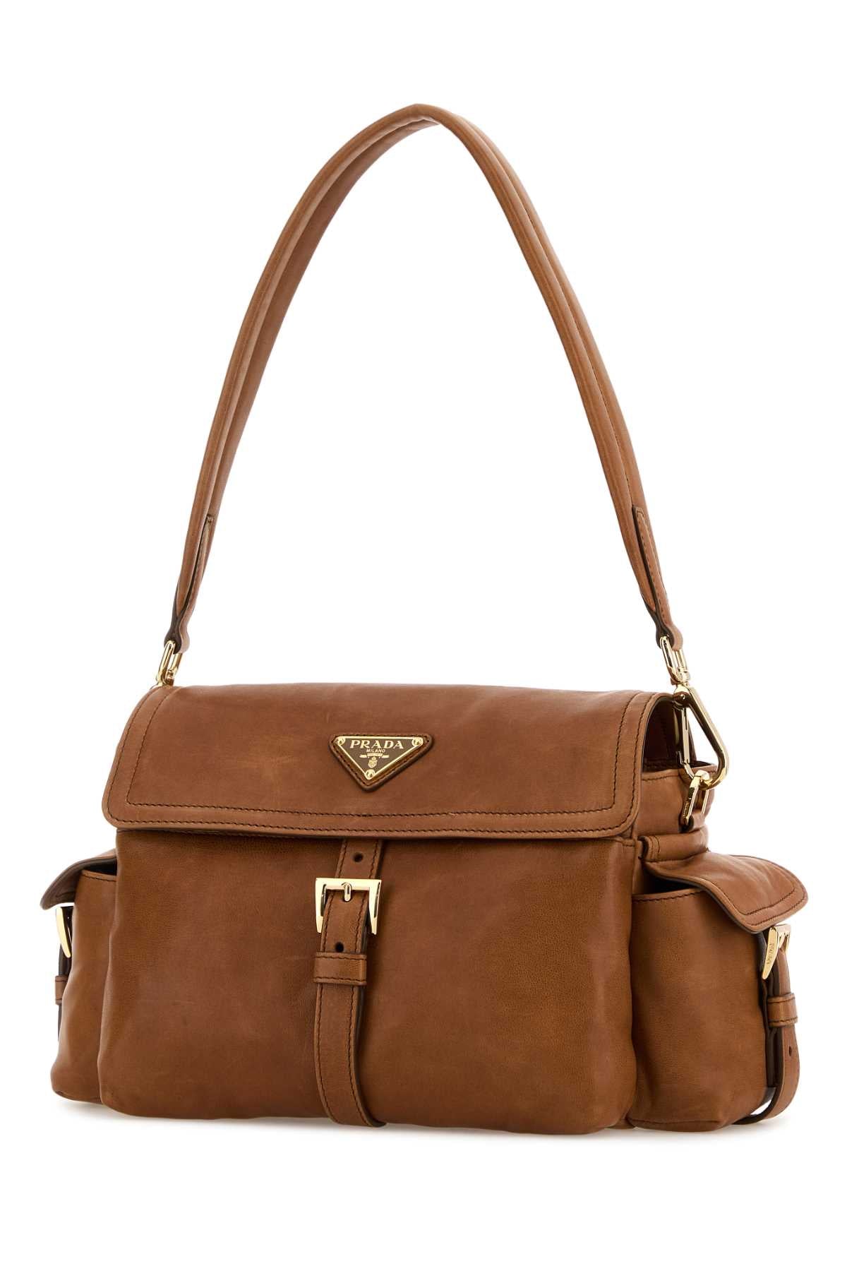 Prada Women Camel Nappa Leather Prada Explore Shoulder Bag