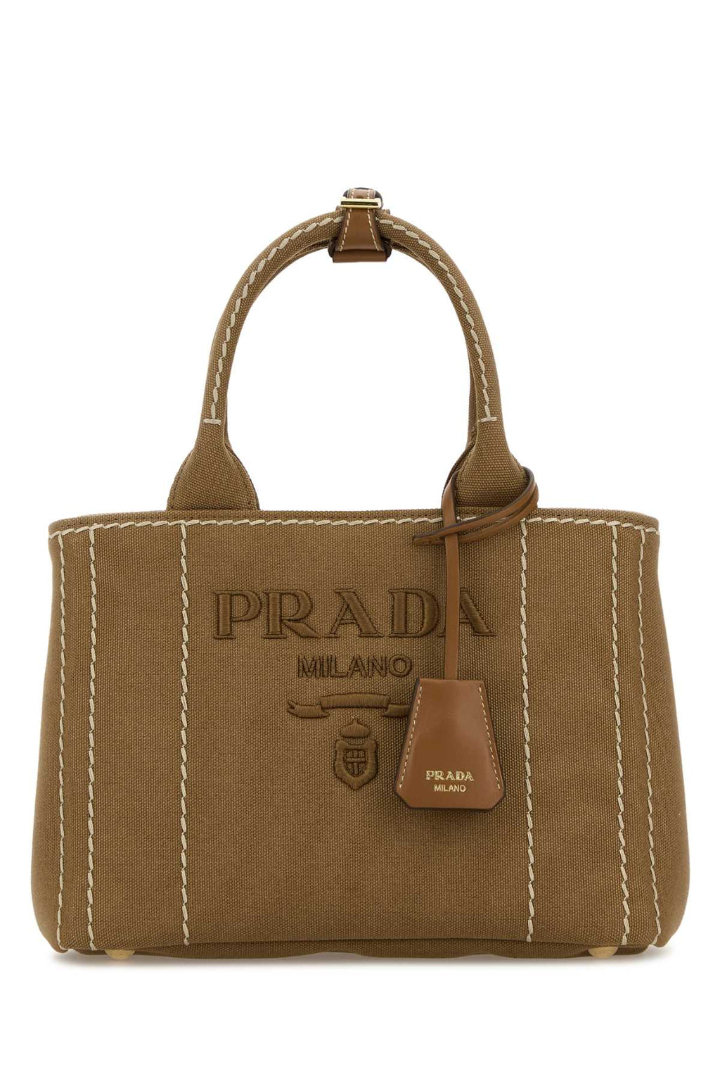 Prada Women Camel Canvas Handbag