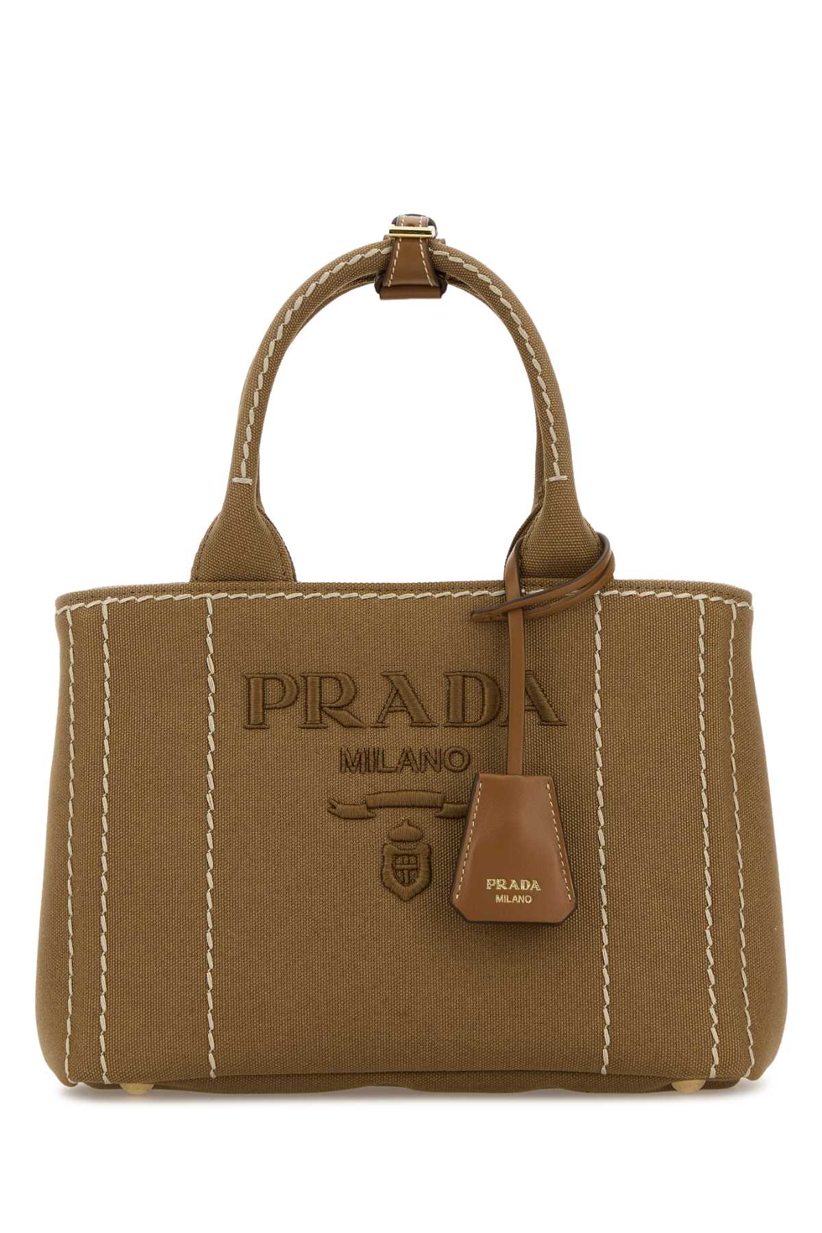 Prada Women Camel Canvas Handbag