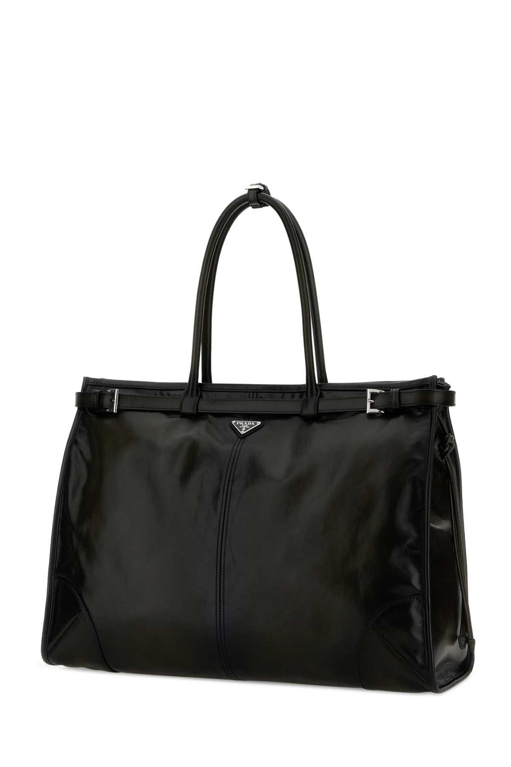 Prada Men Dark Green Leather Prada Bonnie Shopping Bag