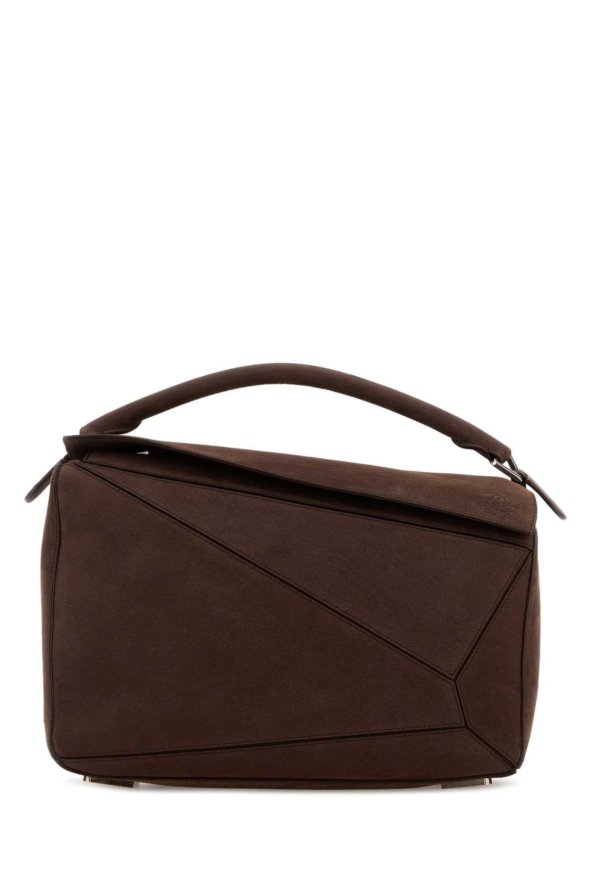 Loewe Men Brown Leather Large Puzzle Handbag
