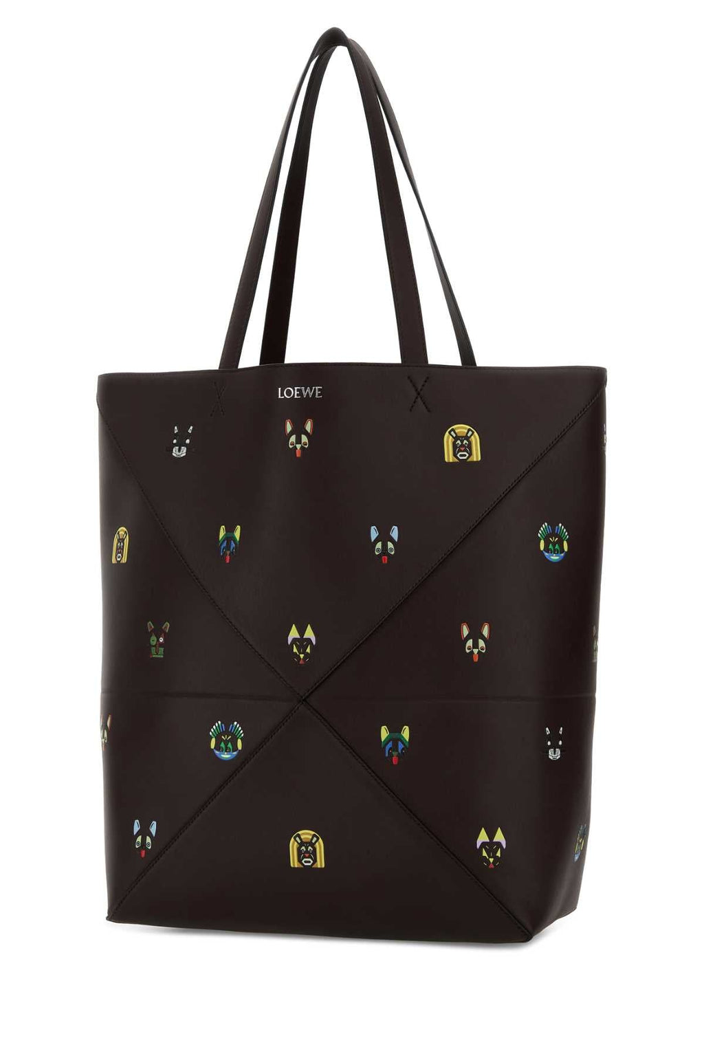 Loewe Men Chocolate Leather Puzzle Fold Large Shopping Bag