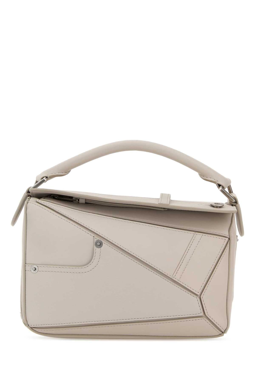 Loewe Women Light Grey Leather Small Puzzle Panta Handbag