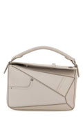 Loewe Women Light Grey Leather Small Puzzle Panta Handbag