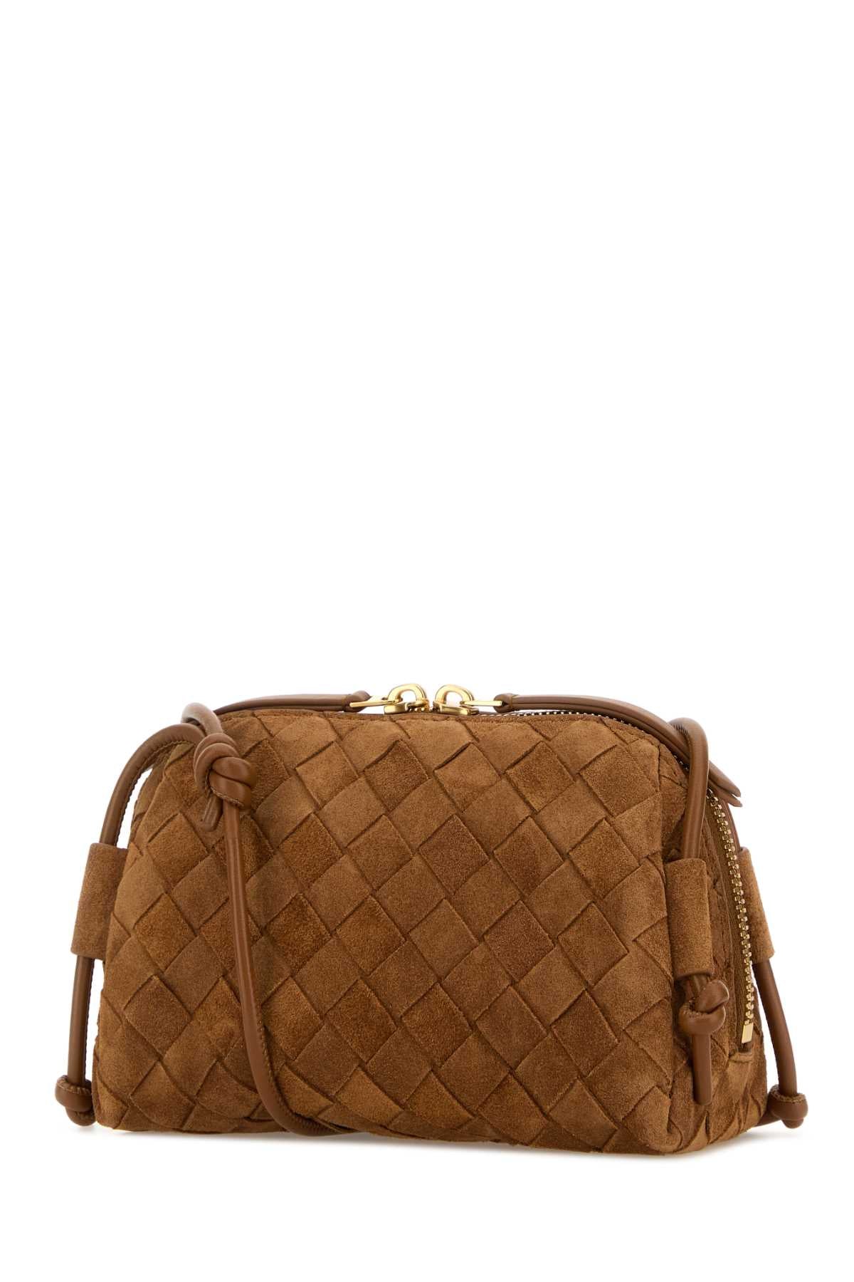 Bottega Veneta Women Camel Suede Concert Crossbody Bag