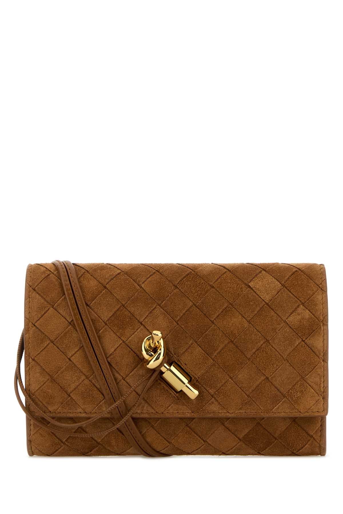 Bottega Veneta Women Camel Suede Andiamo Crossbody Bag