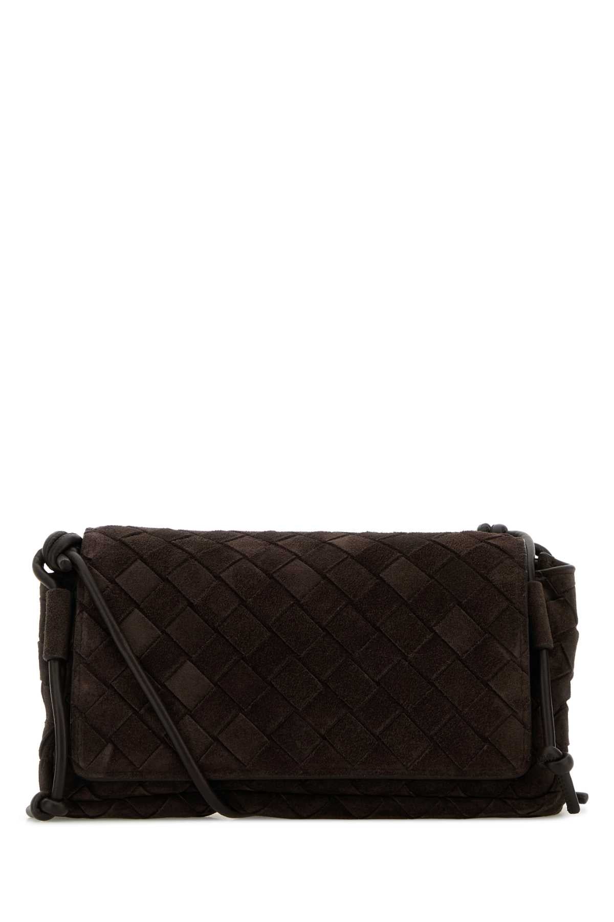 Bottega Veneta Women Dark Brown Suede Notturno Crossbody Bag
