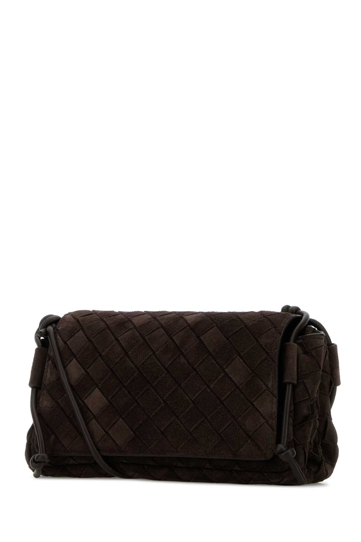 Bottega Veneta Women Dark Brown Suede Notturno Crossbody Bag