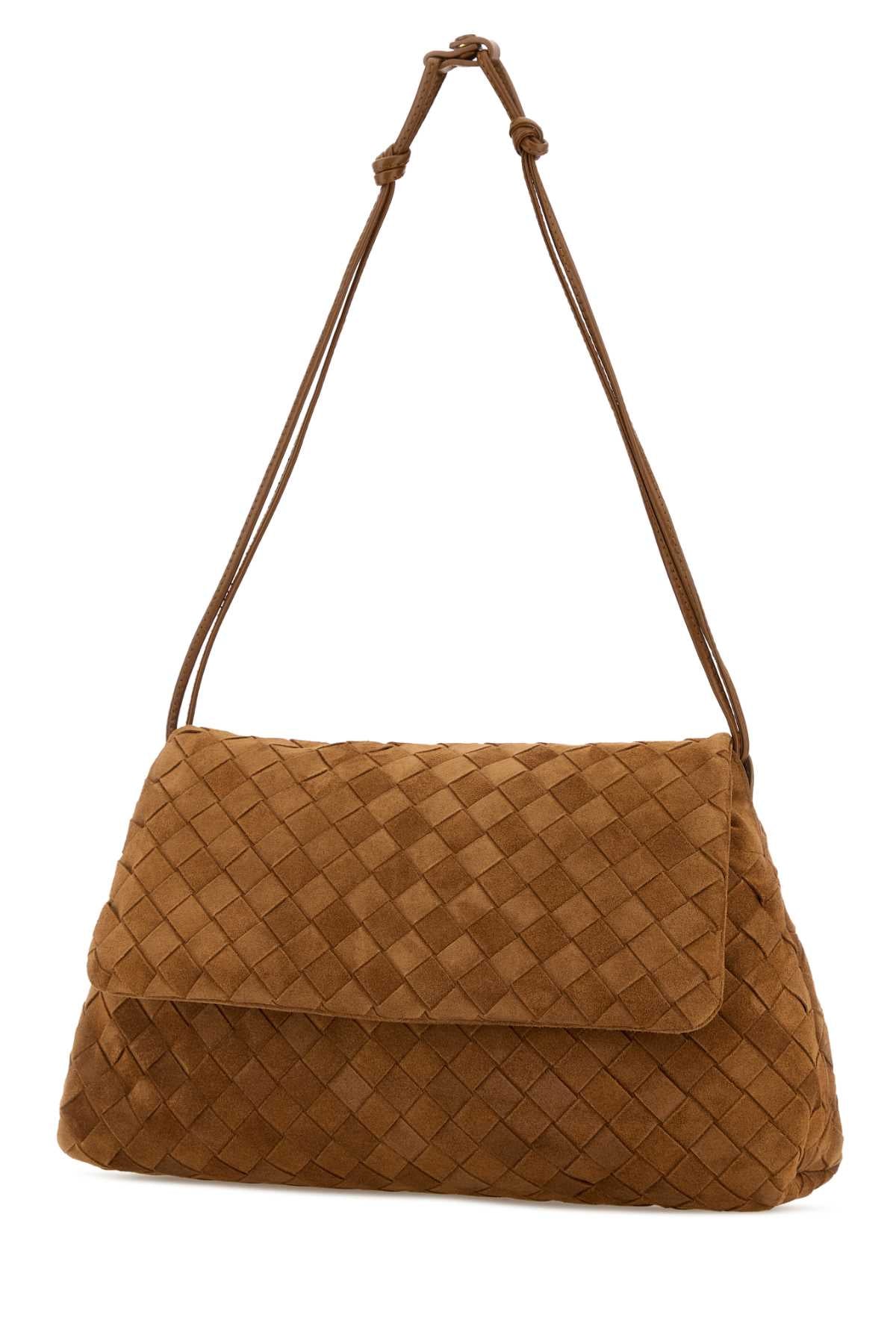 Bottega Veneta Women Caramel Suede Giorno Shoulder Bag