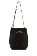 Bottega Veneta Women Dark Brown Leather Small Andiamo Bucket Bag