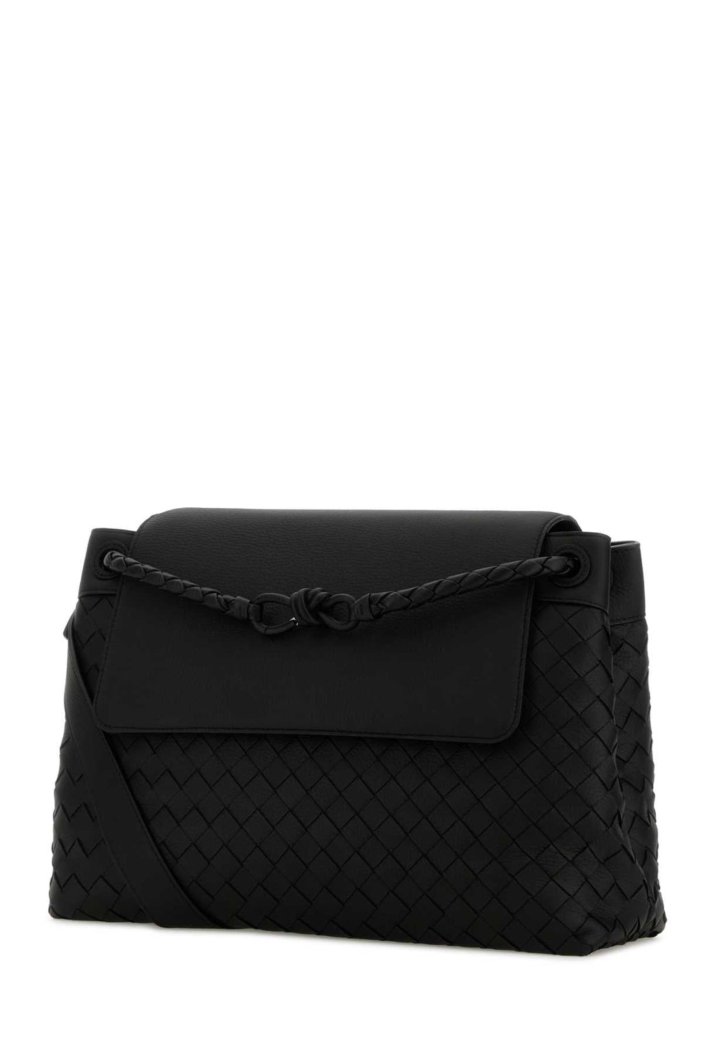 Bottega Veneta Men Black Leather Medium Andiamo Crossbody Bag