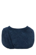 Bottega Veneta Men Navy Blue Suede Crossbody Bag