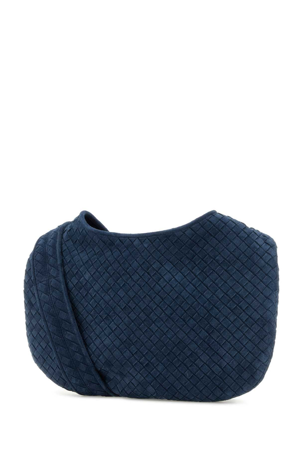 Bottega Veneta Men Navy Blue Suede Crossbody Bag