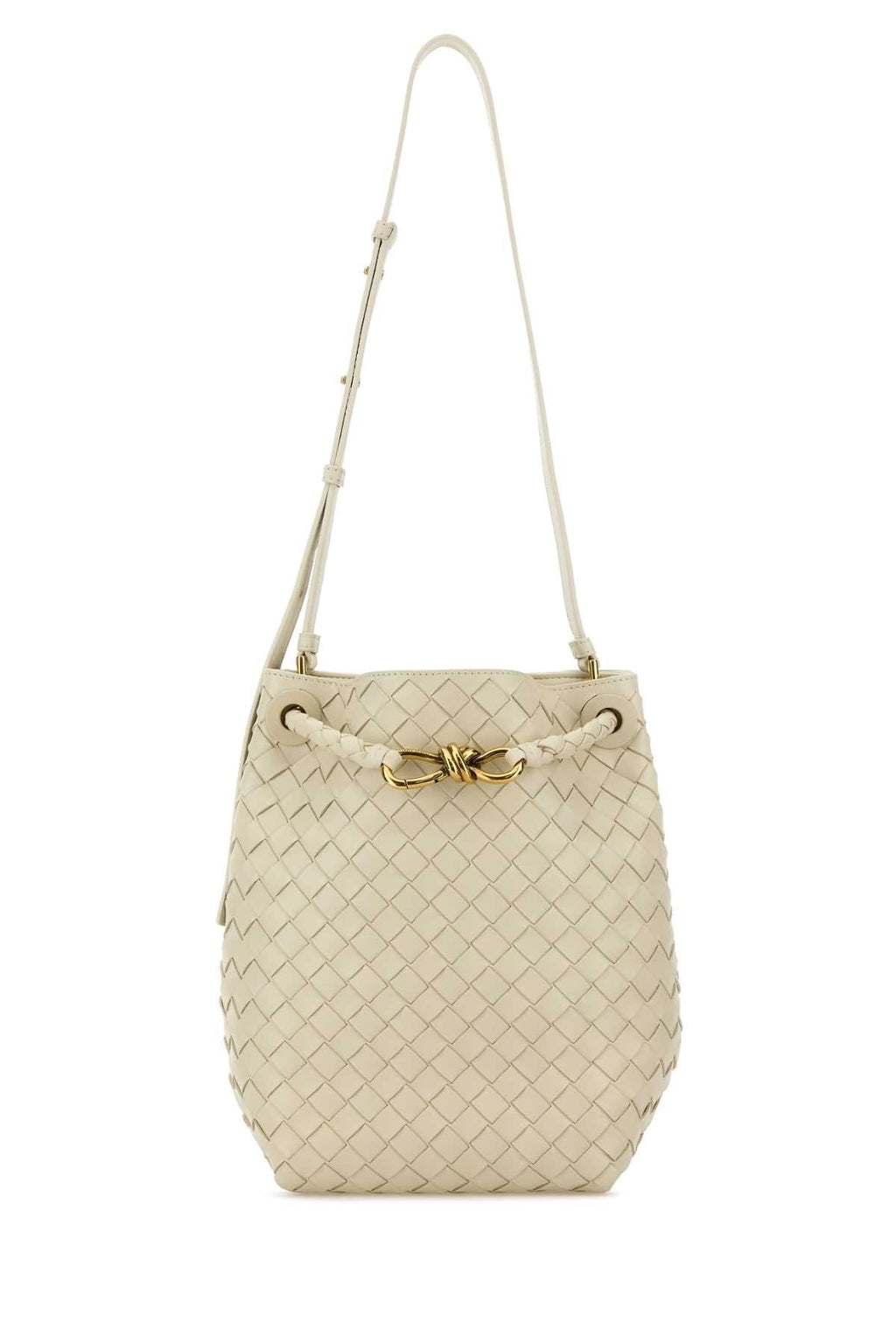 Bottega Veneta Women Ivory Leather Small Andiamo Bucket Bag