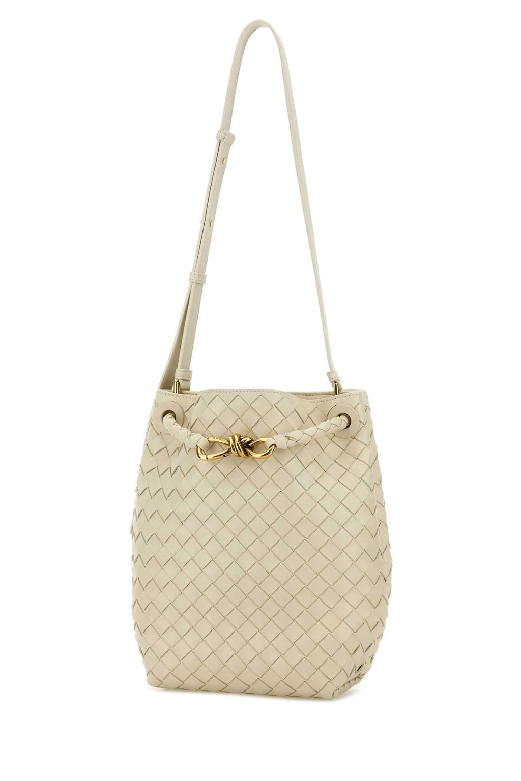 Bottega Veneta Women Ivory Leather Small Andiamo Bucket Bag